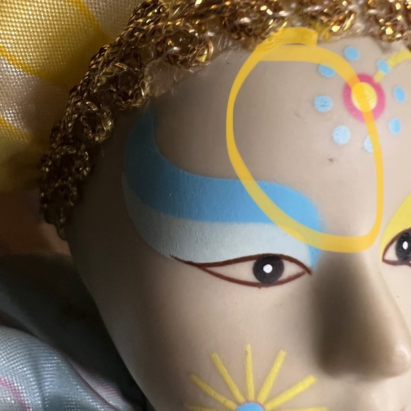 Yellow and Blue Striped Jester Doll - Picture 8 of 10